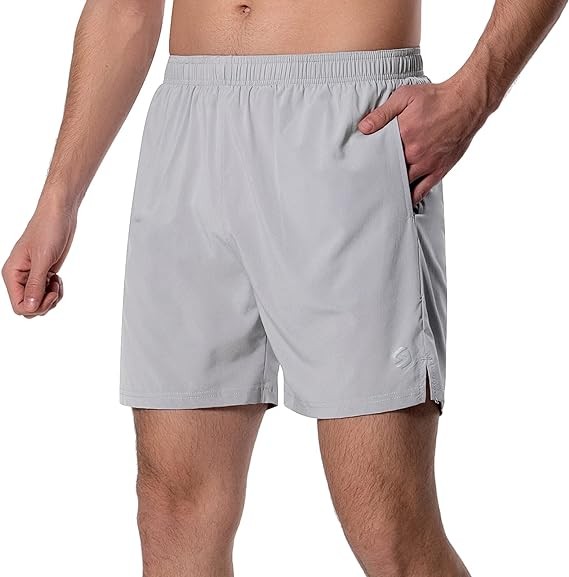 Men's 5 Inch Running Shorts Lightweight Athletic Workout Gym Shorts Liner with Zipper Pockets