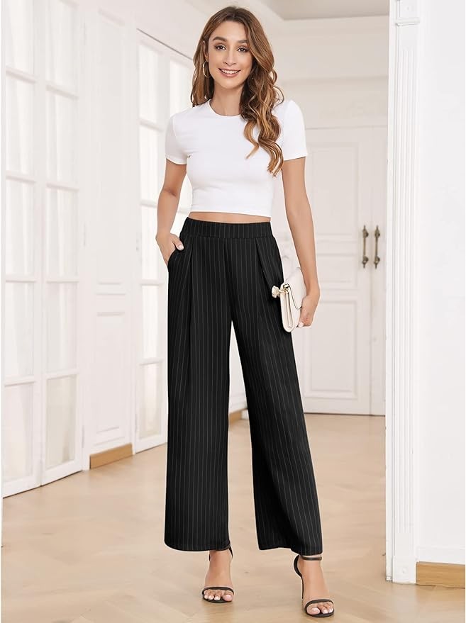 Arolina High Waisted Wide Leg Pants for Women Casual Flowy Long Loose Fit Palazzo Lounge Pants with Pockets