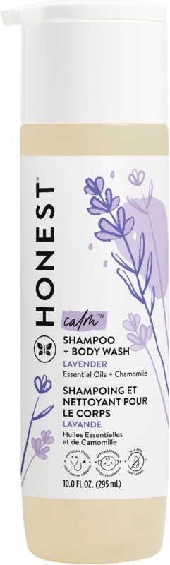The Honest Company 2-in-1 Cleansing Shampoo + Body Wash | Gentle for Baby | Naturally Derived, Tear-free, Hypoallergenic | Lavender Calm, 10 fl oz