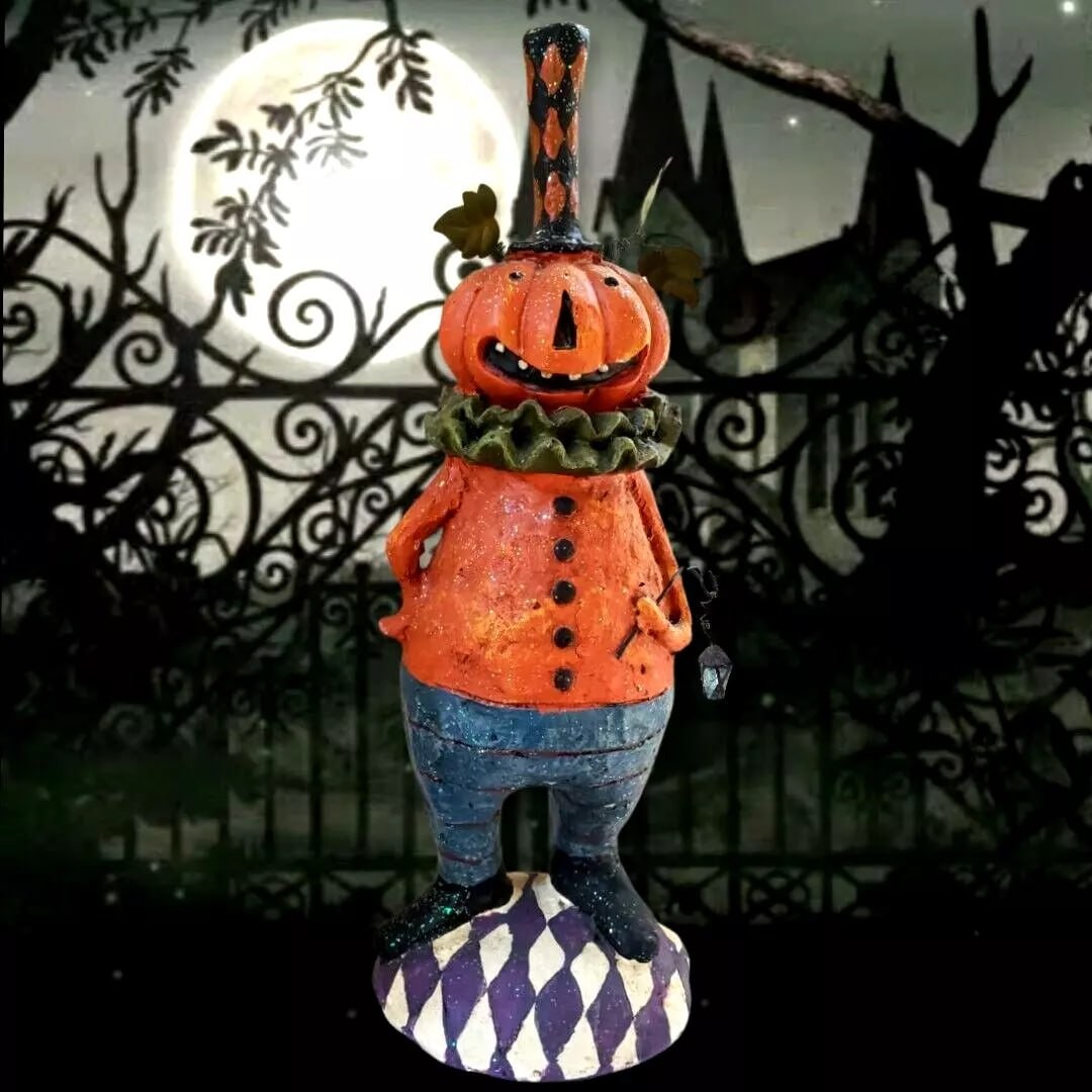 Design CJF Large 22" Halloween Smiling Jack O' Lantern Pumpkin in Top Hat Figure