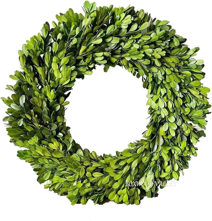 BoxwoodValley Preserved Boxwood Wreath 11 inch Green Garland for Indoor Thanksgiving Halloween Christmas Wreath Decor Stay Fresh for Years Wreaths Lovers Gifts(11 inch)