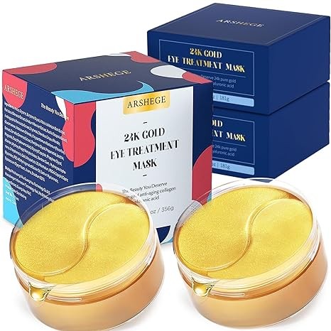 arshege 120 PCS 24K Gold Eye Patches for Puffy Eyes - Anti-Aging Collagen Hyaluronic Acid Under Eye Masks for Dark Circles, Puffiness and Wrinkles - Hydrating Skin Care