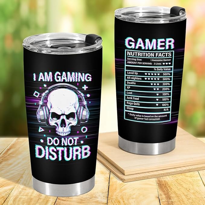 34HD Gifts for Gamer, Gamer Tumbler with Lid 20 oz Stainless Steel, I'm Gaming Do Not Disturb Mug, Gamer Birthday Gifts for Men