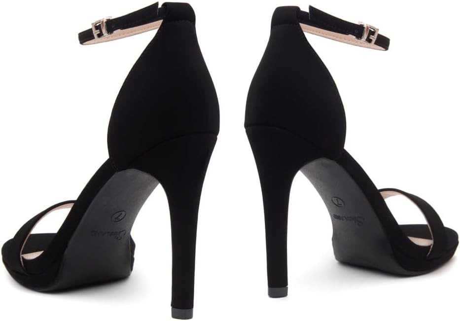 Shoe Land SL-Lovering Womens High heels Open Toe Stilleto Heels Ankle Strap Dress Heeled Sandals Black Red Gold Silver White Heels for Prom Wedding Party