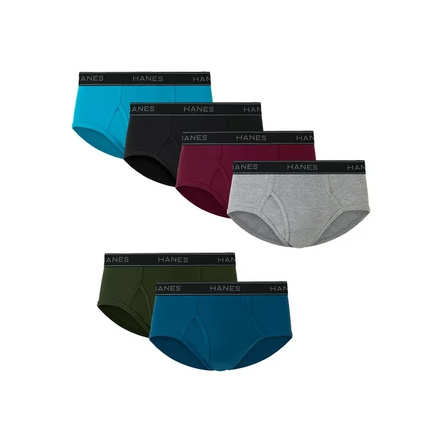 Hanes Men's Underwear Briefs Pack, Mid-Rise Cotton Moisture-Wicking Underwear Briefs, 6-Pack