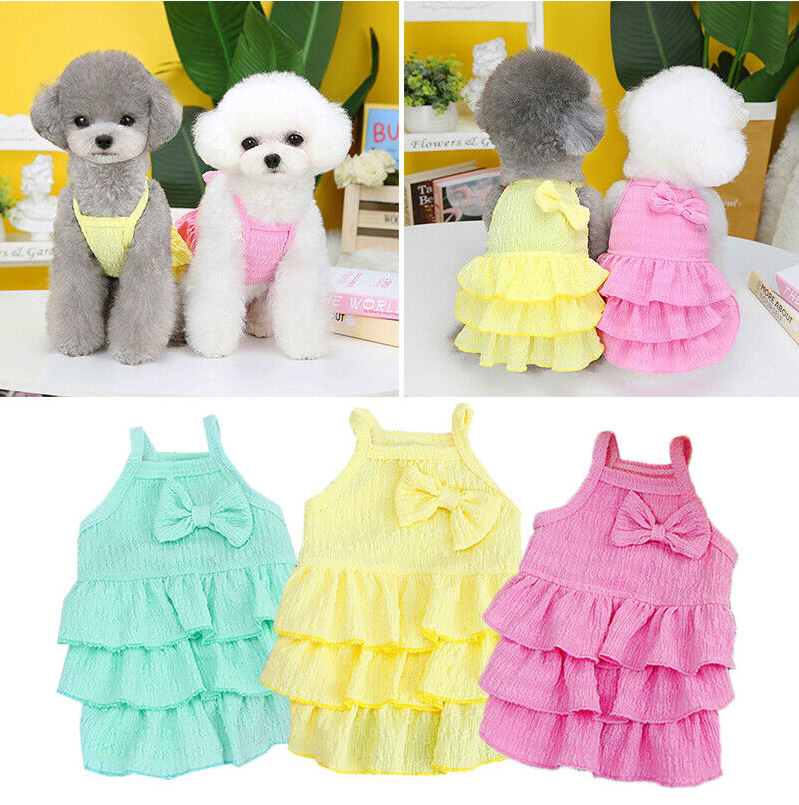 Pet Dog Cute Bow Tutu Dress Lace Skirt Puppy Cat Princess Costume Dress Clothes♬