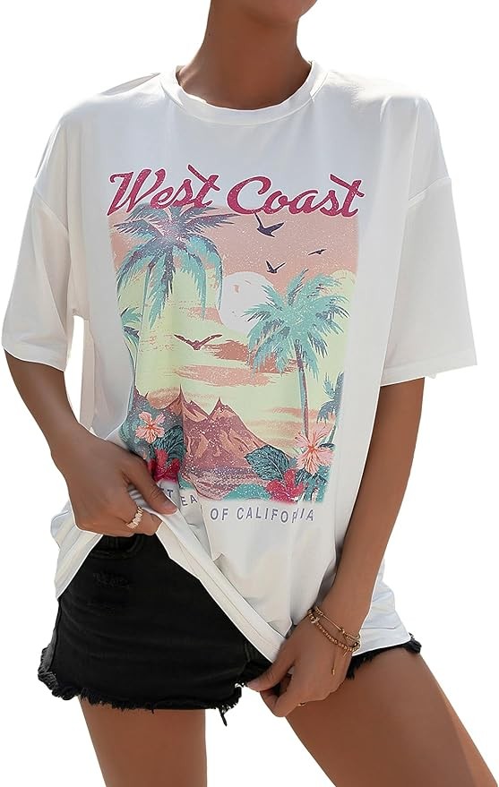 SOLY HUX Women's Graphic Tees Cute Print Short Sleeve Tee Preppy Clothes Casual Vintage Summer Oversized T Shirt Top