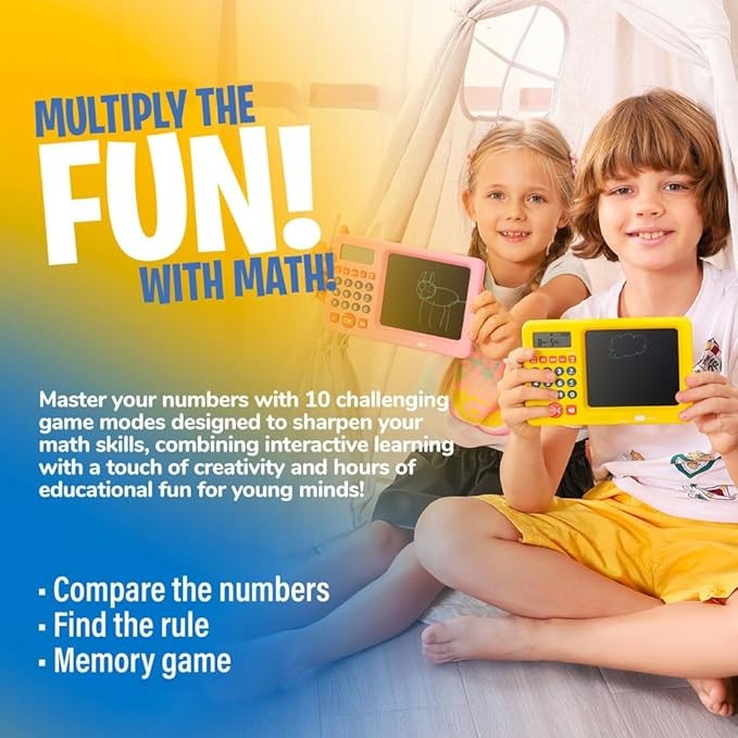 CoolToys Number Genius - Interactive Electronic Math Game with Sketch Pad - Educational Math Learning Games for Kids: Addition, Subtraction, Multiplication, Division, Number Comparison & Logic - Blue 