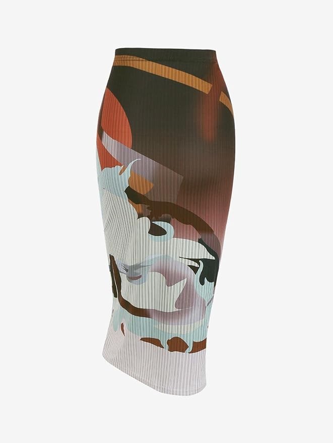 ZAFUL Women's Boho High Waist Midi Skirt Bandana Paisley Tie Sarong Skirt Ruched Split Sexy Bodycon Skirt