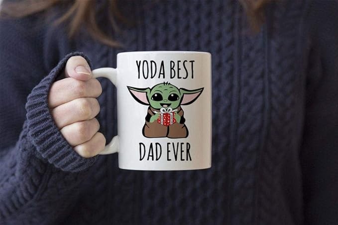 LOZACHE Baby Yoda Gifts for Dad, Best Dad Ever Coffee Mug for New Dad To Be Men Fathers' Day Gift Birthday Present from Daughter Son Wife (Yoda Dad)