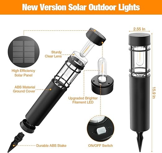 ENSLI Solar Pathway Lights Outdoor, 8Pack Upgraded Solar Outdoor Lights Waterproof, Up to 12 Hrs Solar Garden Lights Outdoor Solar Landscape Lights for Outside Yard Patio Garden Walkway Driveway Decor