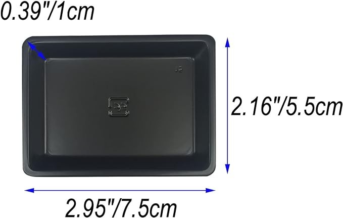 100 pcs Mini 2.95"x2.16" Dipping Sauce Dishes, Plastic Disposable Rectangular Black Soy Sauce Plate Set, Condiment Serving tray, Seasoning Platter, Appetizer Bowel -for Sushi Mustard Vinegar Soy BBQ