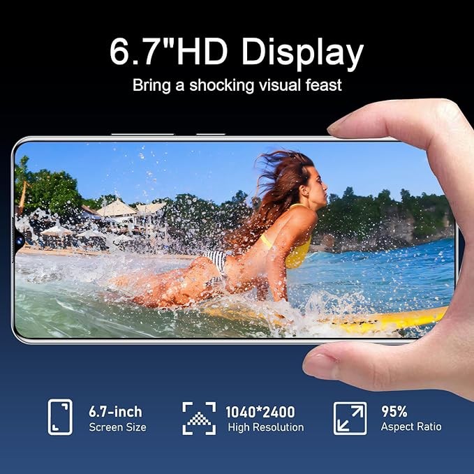 Sefwon Unlocked Android Phone A23 5G 8-Core Cell Phone Android 13 Smartphone 6GB+128GB Phone 6000 mAh Large Battery 6.7-inch HD Unlocked Phone 50MP+24MP Camera 5G Dual SIM (Black)