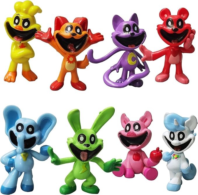 8Pcs Cartoon Smiling Critters Toys Collectibles Smiling Critters Figures Cake Toppers Party Great Gifts for Kids' Birthday Party,Halloween,and Christmas.
