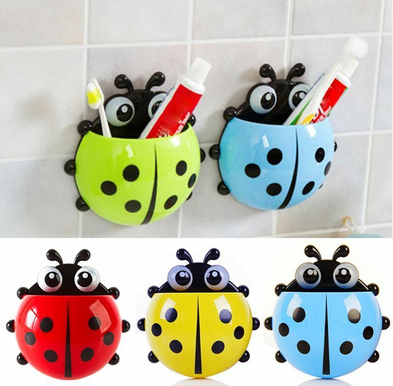 Toothbrush Holder Animal Ladybug Insect Bathroom Cartoon Toothpaste Wall Suction