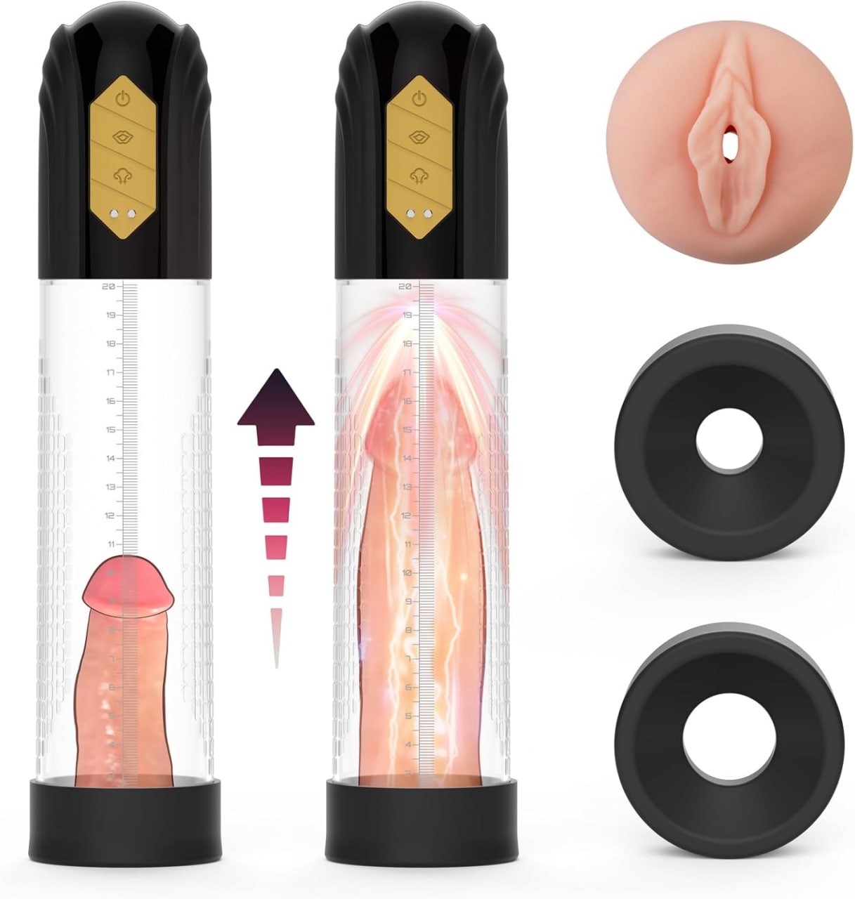 Penis Pump Male Sex Toys for Men - Penis Enlarger Male Masturbator Sex Toys4mens UK with 6 Suction Modes, Waterproof Vacuum Cock Pumps with Penis Rings & Pocket Pussy, Adult Mens Sex Toy