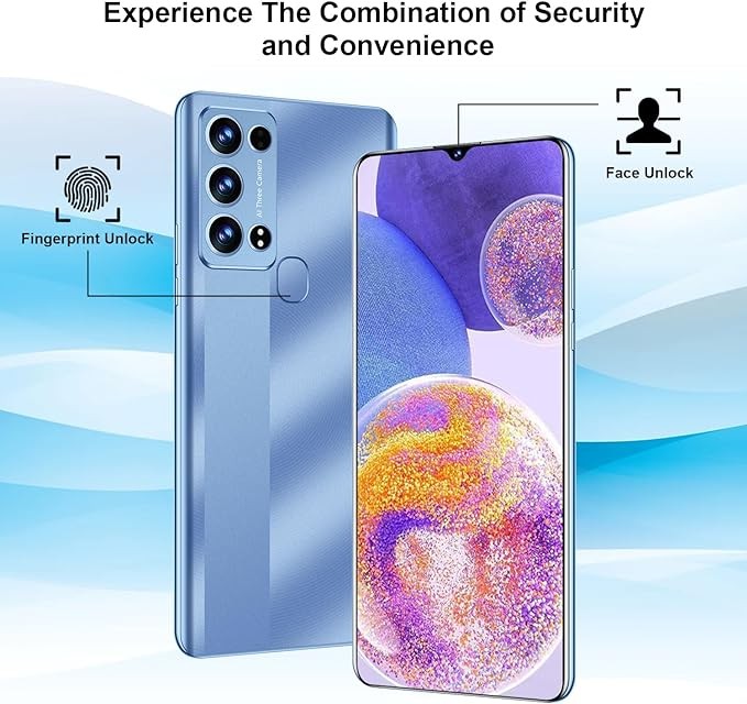 Deeptick A23 Unlocked Android Phone 6.7-inch HD LCD Unlocked Cell Phone 4GB+128GB Android 13 Smartphone 5500 mAh Large Battery Unlocked Phone 50MP+13MP Camera 5G Dual SIM (Blue)