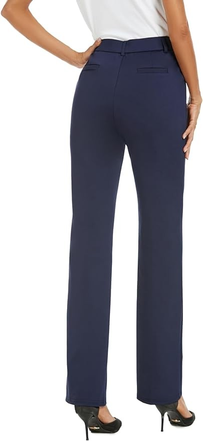 iChosy Women's Stretchy Straight Leg Dress Work Pants Business Office Casual Slacks with Pockets