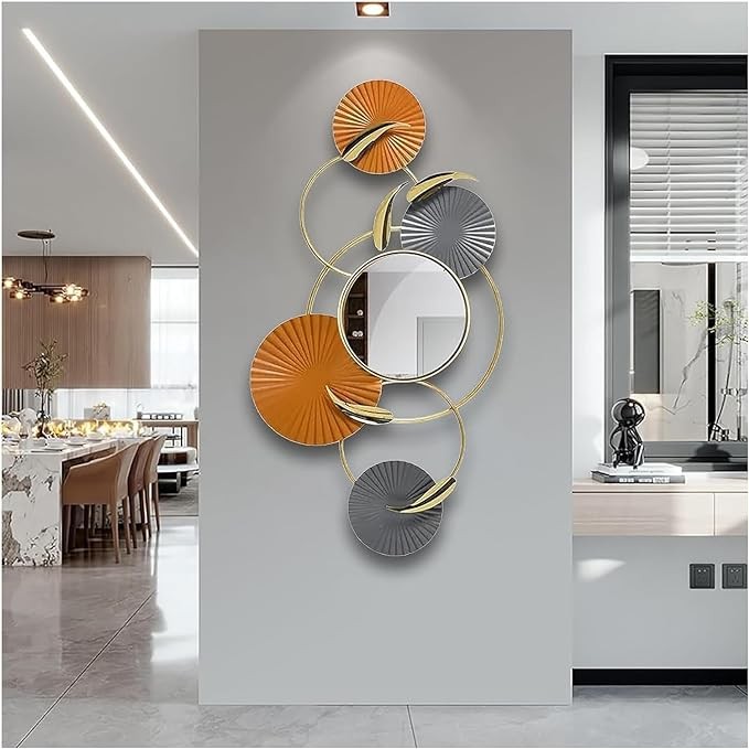 famlycokli Large Round Mirror for Living Room 39"x 20" Metal Wall Mirrors, Wall Mounted Decorative Gold Round Mirrors for Entrance, Bedroom