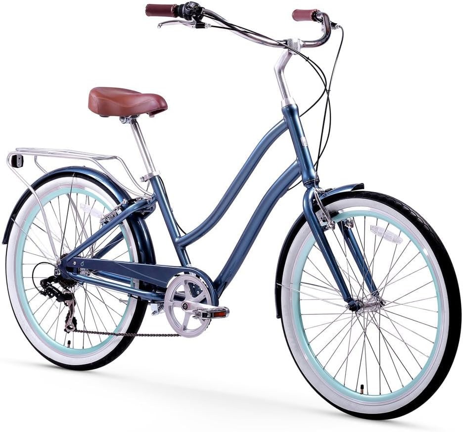 sixthreezero EVRYjourney Women's Beach Cruiser Bike, Step-Through Touring Hybrid Bicycle