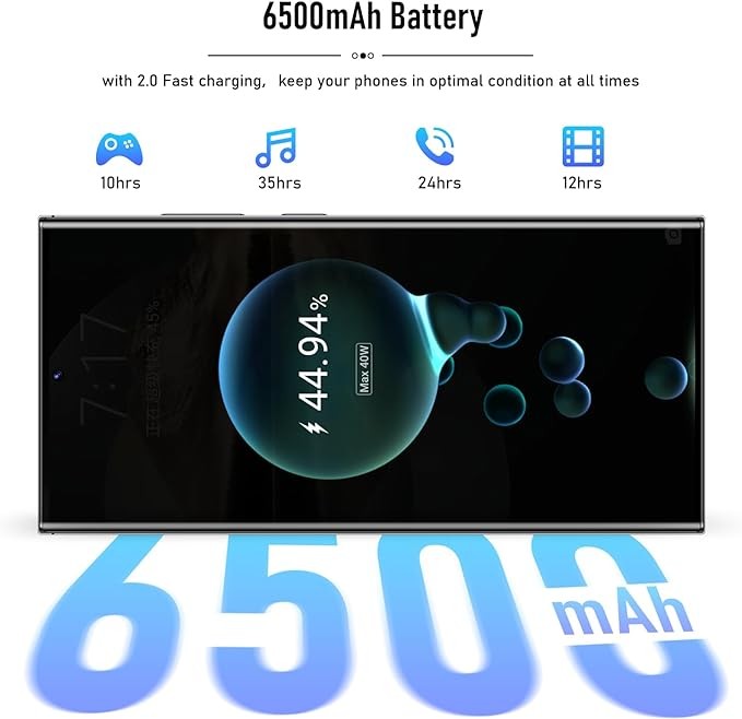 Unlocked Android Phones A24 Ultra Cell Phone 2024 Android 13 Mobile Phone with Build-in Pen, 12GB+512GB, 6.8" Display, 50MP+24MP Camera 6500 mAh 4G Dual SIM (Black)